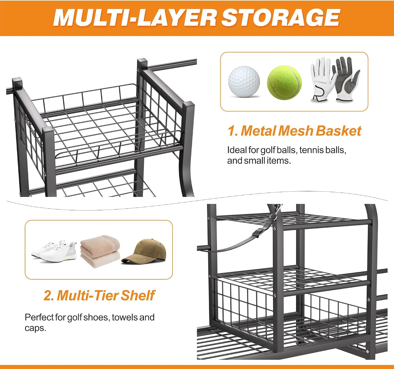 Organizador de bolsas de golf, - Sports Equipment Storage Rack reseña y precio
