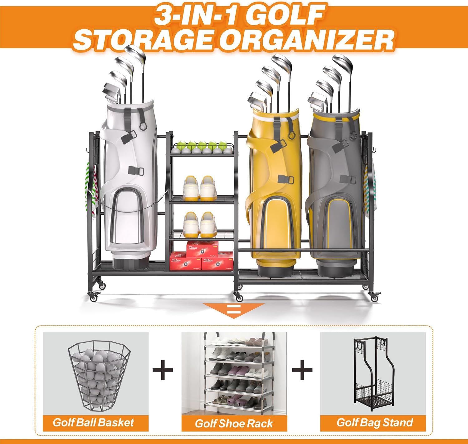 Organizador de bolsas de golf, - Sports Equipment Storage Rack reseña y precio